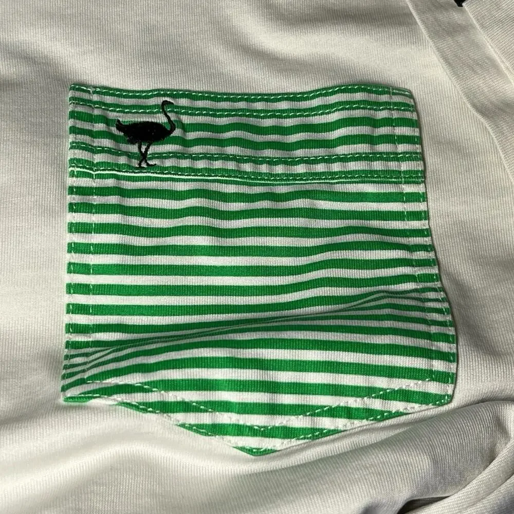 Travis Mathew Polo Shirt Mens Large White Green Chive Golf Performance Stretch‎